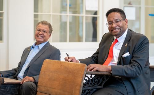 Dr. Darryll Pines and Judge Williams in antique desks